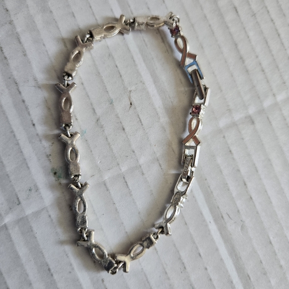 Avon Breast Cancer Crusade Tennis Bracelet Light Pink Rhinestone - Picture 2 of 10